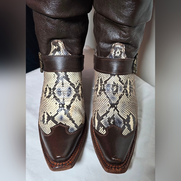 Corral Vintage Boots Snakeskin, Leather Brown 8 1/2 - Picture 3 of 10
